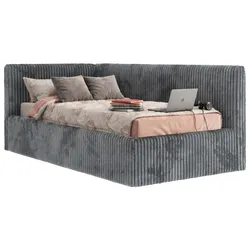 POLSTERBETT TILVO 90/200 - Grau Cord - Schaumstoffmatratze - Links