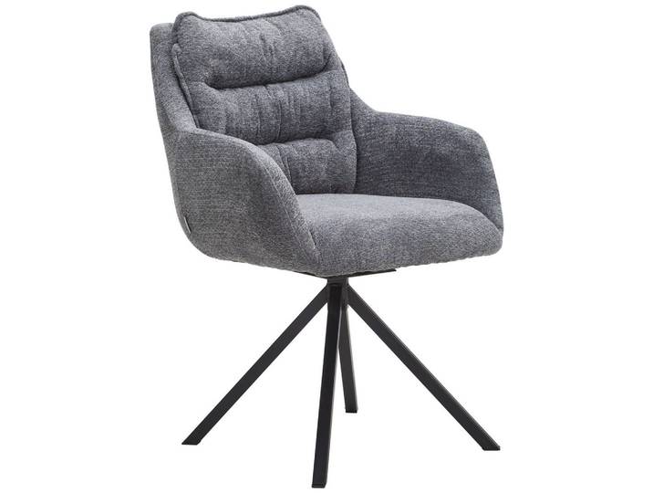 Armlehnstuhl, Blau & Braun & Schwarz, 59x86x69,5 cm, Metall & Textil, Drehbar, Modern, Linea