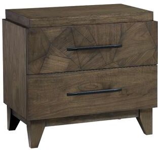 Benjara 28 Inch Dee Solid Mahogany Wood Nightstand, Geometric Pattern, Oat Brown
