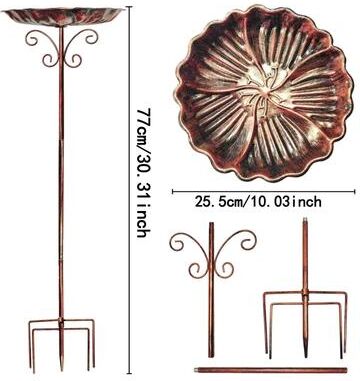 Uplifted Goods Freestanding Metal Bird Bath And Feeder For Outdoor Decor h