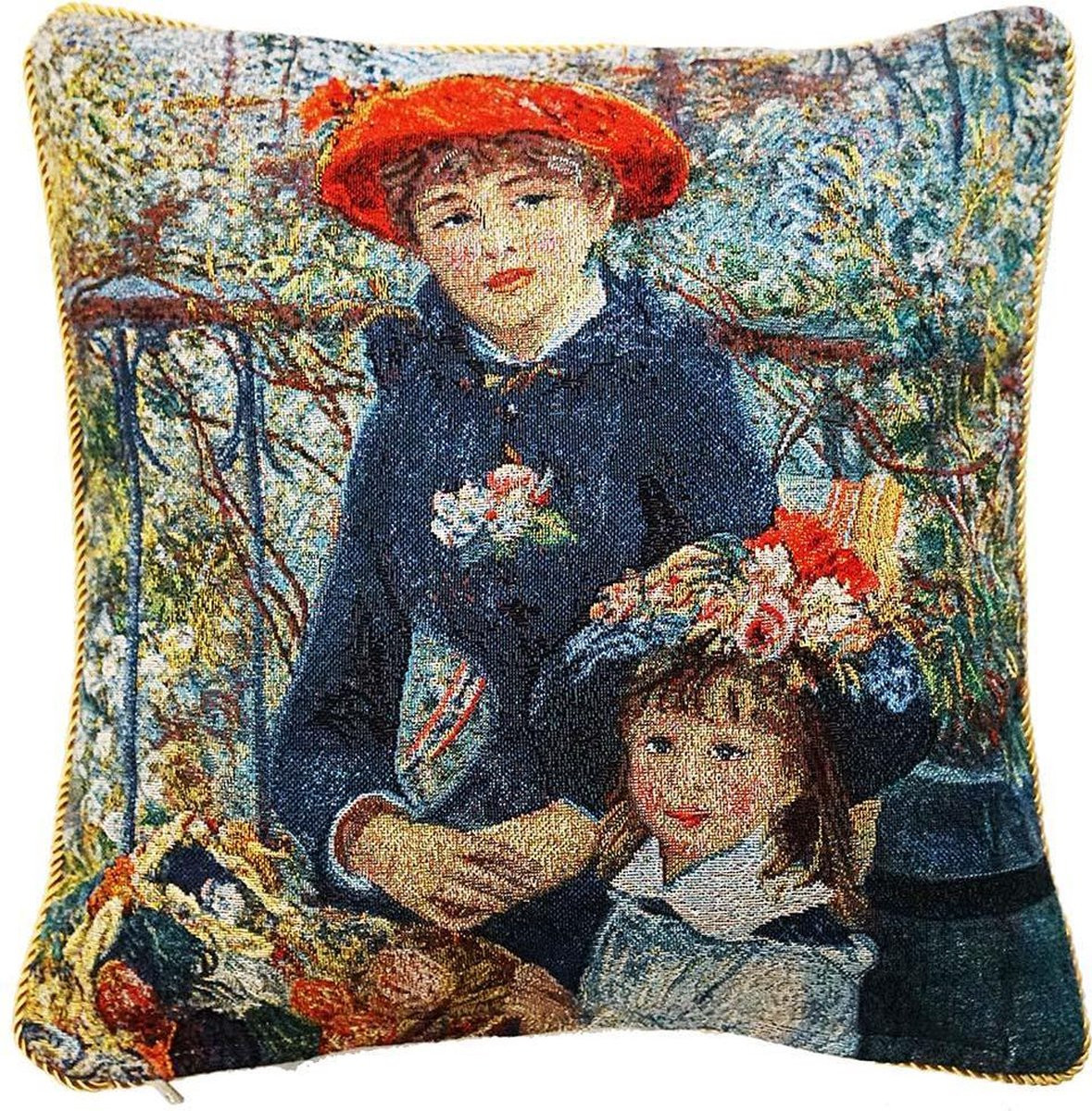 Signare Kussenhoes van Gobelinstof met Two Sisters van Pierre-Auguste Renoir
