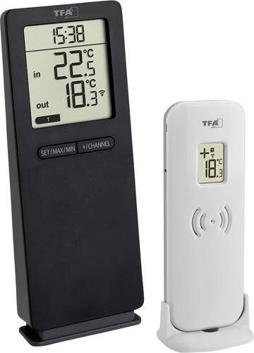 TFA Dostmann Funk-Thermometer LOGOneo Funk-Thermometer digital Schwarz