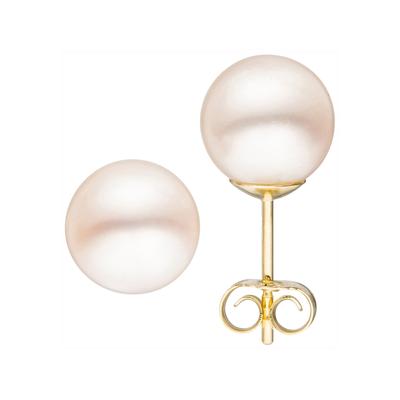 Paar Ohrstecker JOBO, gold (gelbgold 333), Ohrringe, Damen, 8mm, Gelbgold 333 Perlen, Gelbgold 333, Perlen, 333 Gold mit Süßwasser-Zuchtperlen 8 mm