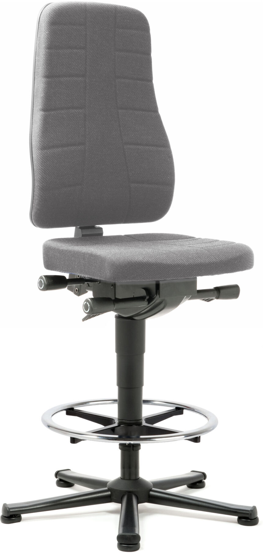 bimos Arbeitsstuhl All-In-One Highline mit Gleiter und Fußring und Stoffpolster grau 570-830 mm (9641-6811)