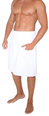 Arus Men's Adjustable Hook and Loop Closure Turkish Terry Cotton Bath Wrap