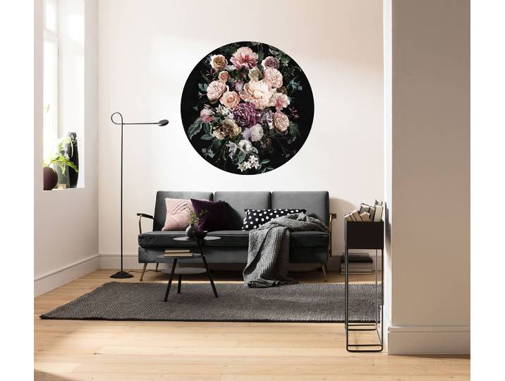 Fototapete KOMAR Enchanted Flowers , bunt (schwarz,rosa), B:125m H:125m, Vlies, Tapeten, Fototapete