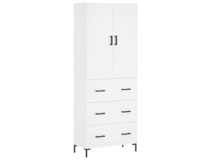 Fisinber Highboard Weiß 69,5x34x180 cm Holzwerkstoff Schrank Vielseitiger Aufbewahrungsschrank mit Metallfüßen für Wohnzimmer und Flur, schafft Ordnung hinter stabilen Türen.