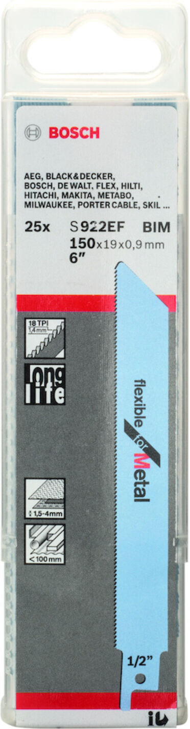 Bosch Säbelsägeblatt S 922 EF VE à 25 Stück Flexible for Metal (2608657551)
