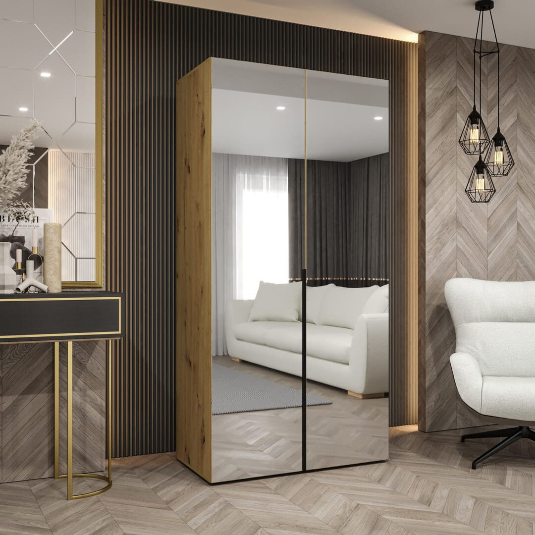 Latitude Run Blina 2 Door Wardrobe Oak Artisan 100cm W X 52cm D