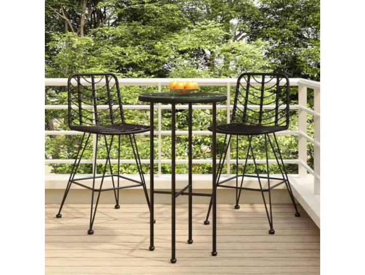 PHGTYUK Barhocker 2 STK. Schwarz 45x56x103,5 cm PE-Rattan und Stahl Mit Rückenlehne, Fußkappen, für Garten Balkon Terrasse, max. 110 kg pro Sitzplatz