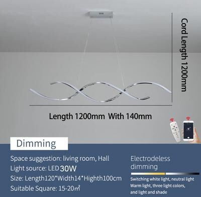 Inspire Select Modern LED Linear Chandelier Dimmable Remote Control Pendant Light For Dining & Living Spaces dimmable Rc 1200mm