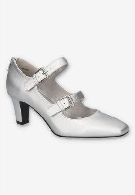 Women's Willis Pump by Easy Street in Silver Satin (Size 10 M)