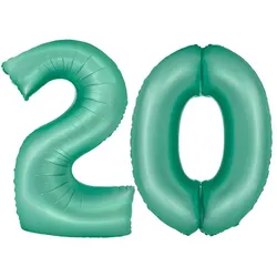 XL Folienballon mint grün Zahl 20