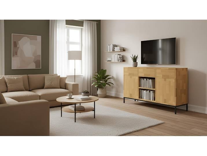 Stylishes Sideboard aus Buche Buche Natur geölt