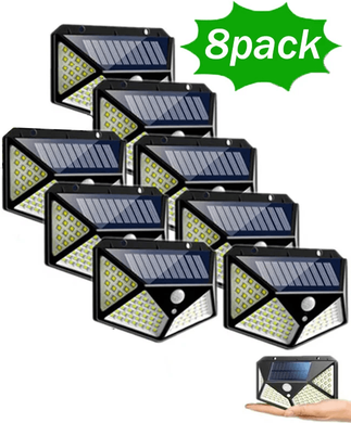 DynamicDeals Solar Power 100 LEDs Light PIR Motion Sensor Outdoor Security Lamp For Wall & Garden 8 Pcs