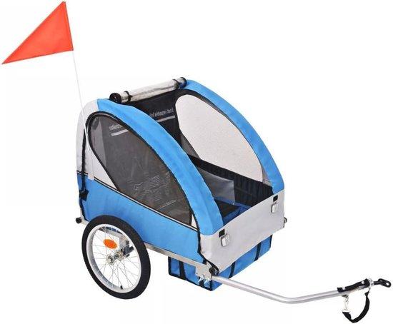 Kinderfahrradanhänger - Kindertransporter - Sichere Beförderung - Klappbares Design - Tragfähigkeit: 30 kg - Grau und Blau