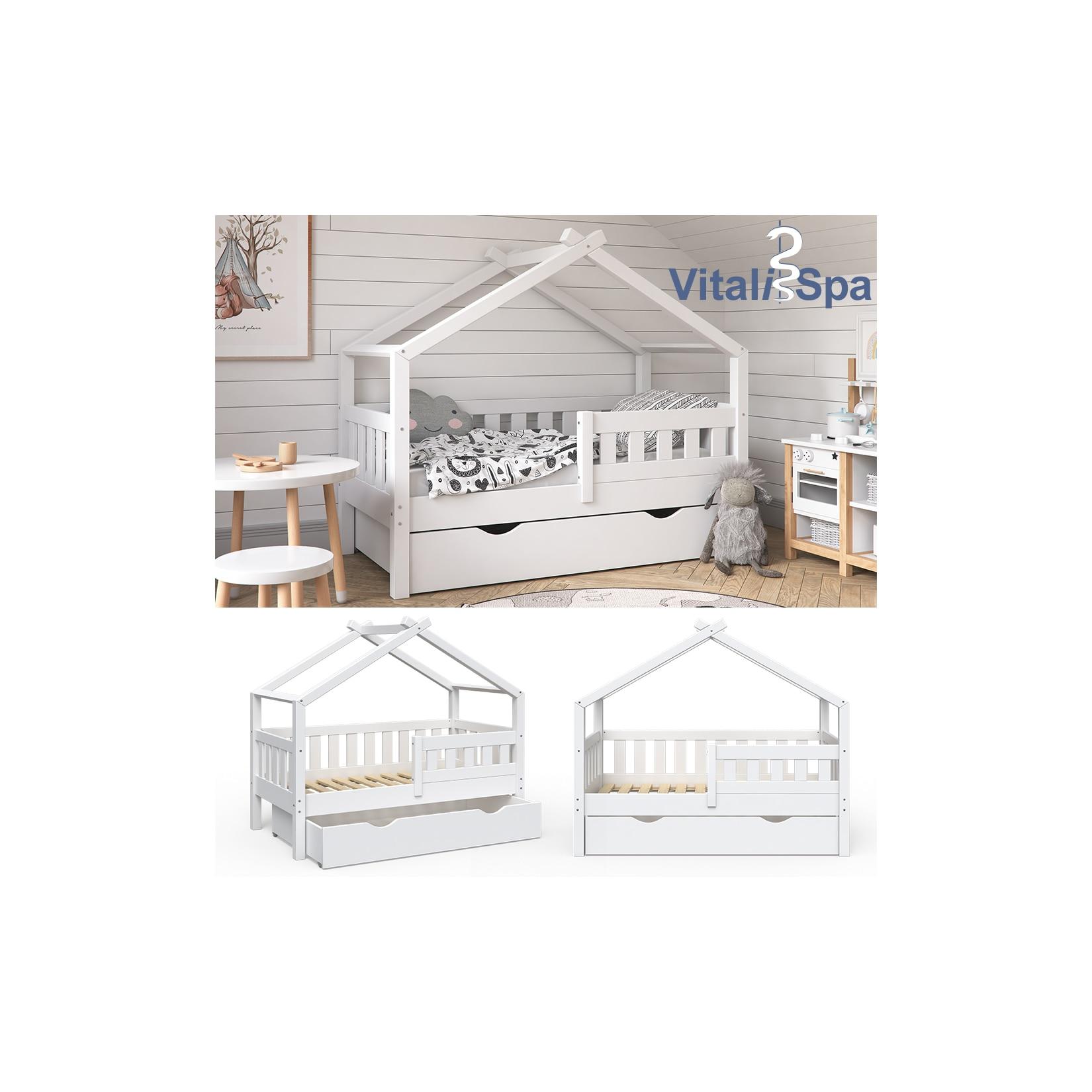 VitaliSpa Design Kinderbett 140x70 Babybett Jugendbett mit Schublade Lattenrost