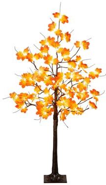 Nearly Natural 4-ft Pre-Lit Minimalist Autumn Maple Artificial Fall Tree - Green