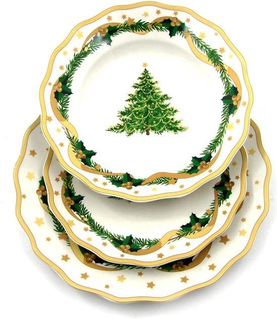 Famanu Kerstservice 18-tlg. Porzellan Goud für festliche Anlässe - 6 Personen