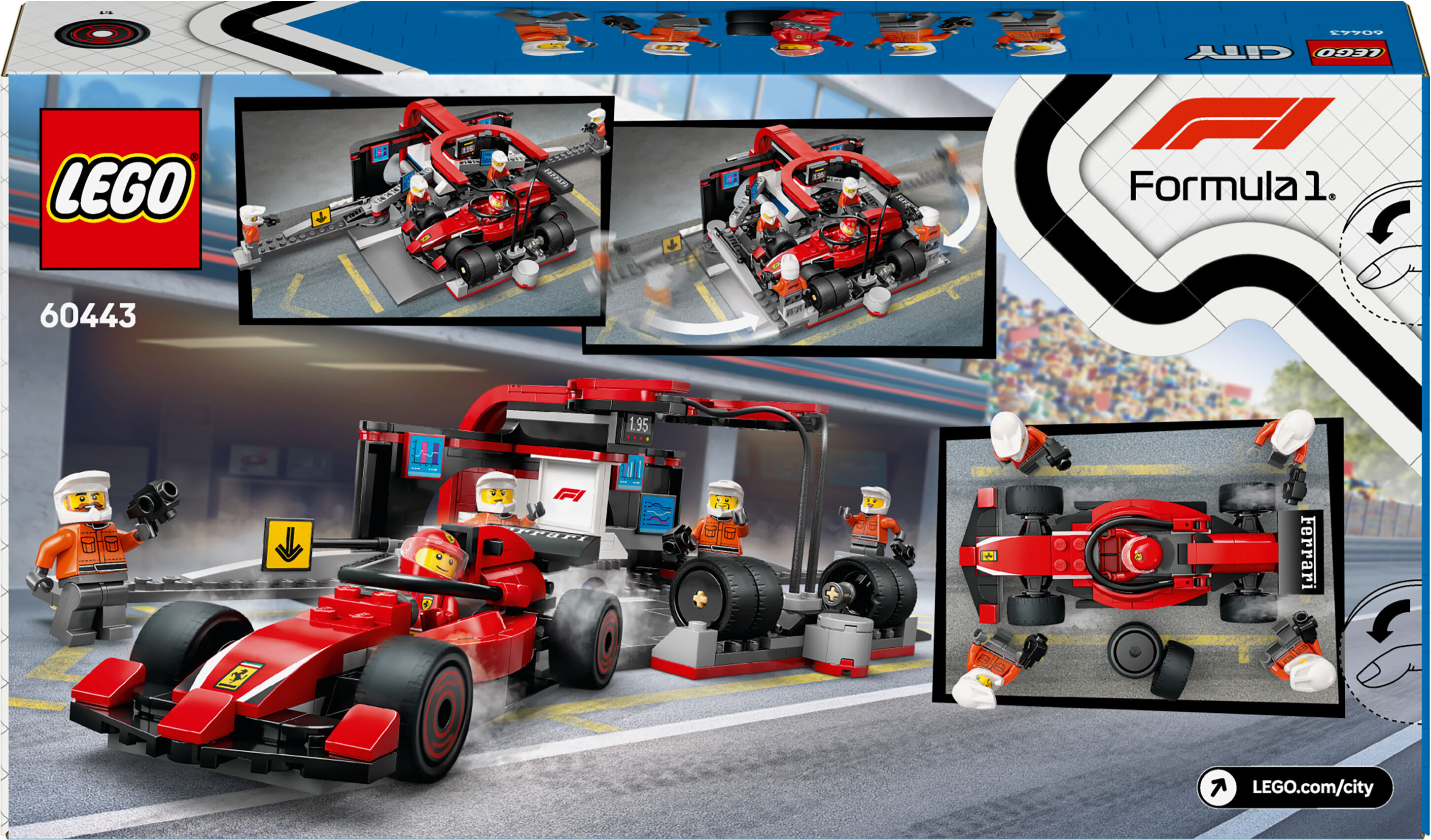 Lego CITY 60443 F1® Boxenstopp mit Boxencrew und Ferrari Flitzer