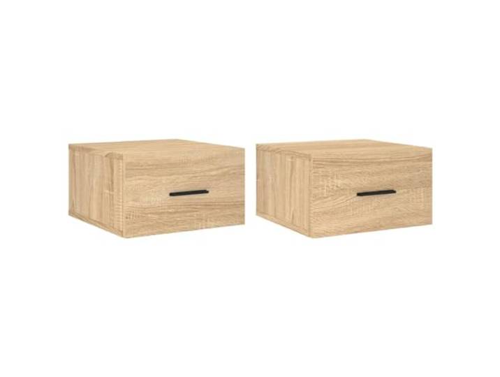 KUPTYERFG Wand-Nachttische 2er Set Sonoma-Eiche 35x35x20 cm Platzsparende Schweberegale fürs Schlafzimmer in Holzoptik bieten praktischen Stauraum ohne Bodenfläche zu belegen.