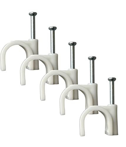 100 stuks Ronde Kabelclips met Spijker - 14mm - Wit