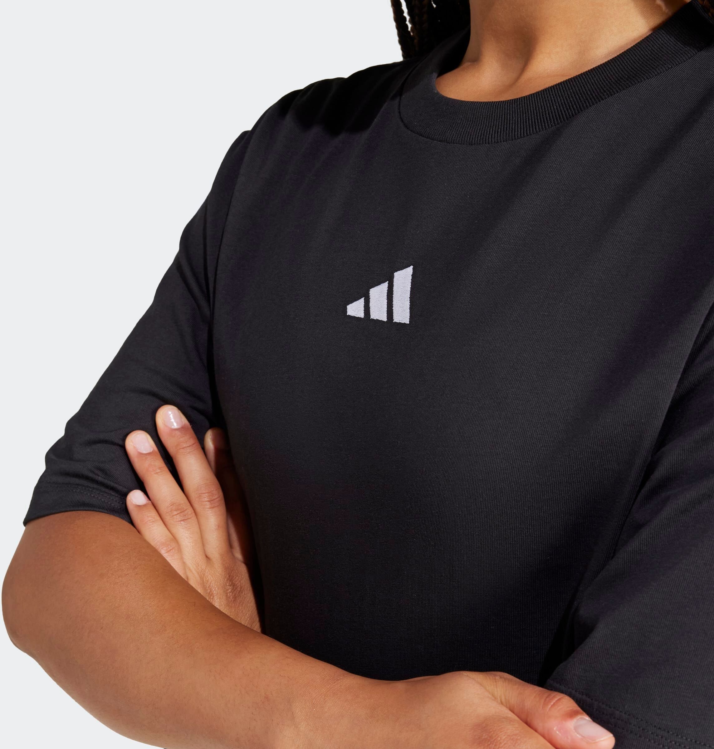 T-Shirt ADIDAS SPORTSWEAR "W 3S SJ TLR T", Damen, Gr. XXL, schwarz-weiss (schwarz, weiß), Obermaterial: 100% Baumwolle, bauchfrei, Shirts T-Shirt, mit Rundhalsausschnitt, bauchfreie Schnittform, ohne Verschluss schwarz, weiß XXL