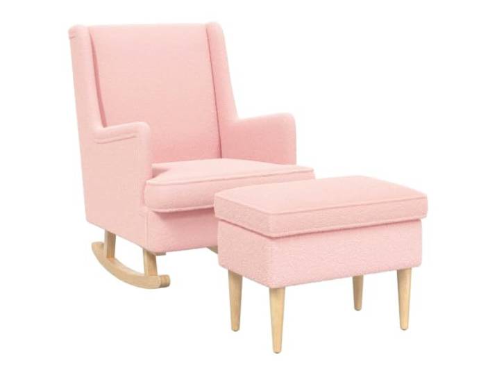 KTHLBRH Sessel mit Ottomane, 2 Stück, Rosa Metall- und Holzrahmen, abnehmbares Kissen, Innengebrauch, Montage erforderlich, geradliniges Design