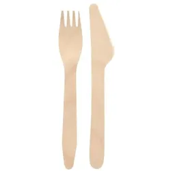 PAPSTAR 500 Bestecke, Holz "pure" 16,5 cm (Messer, Gabel)