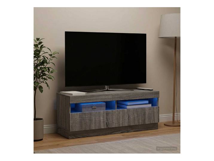 furnicato TV-Schrank LED TV Schrank Sonoma-grau (1-St) TV-Lowboard mit LED-Beleuchtung und umkehrbarer Türmontage