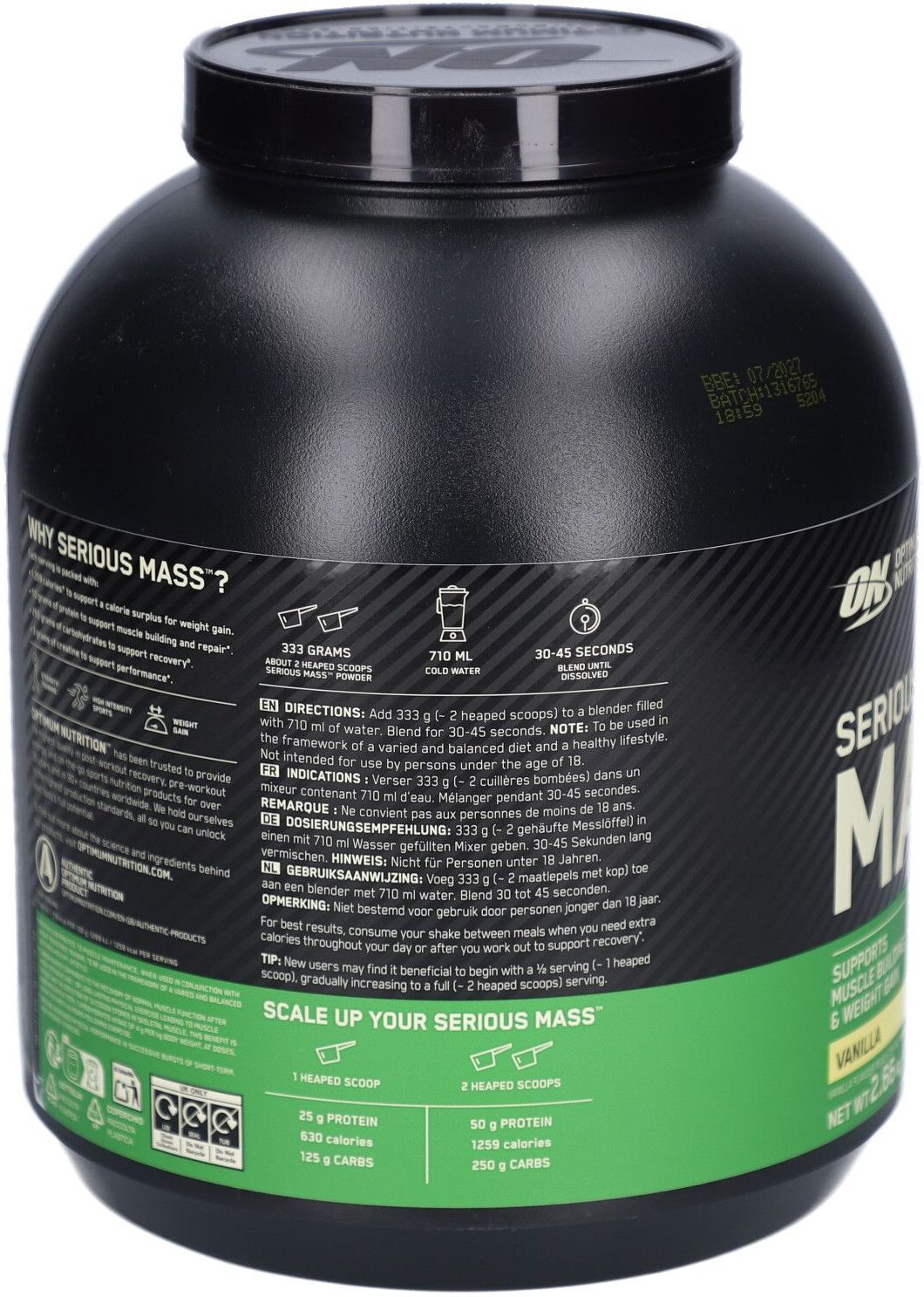Optimum Nutrition Serious Mass Vanilla 2664 g Pulver