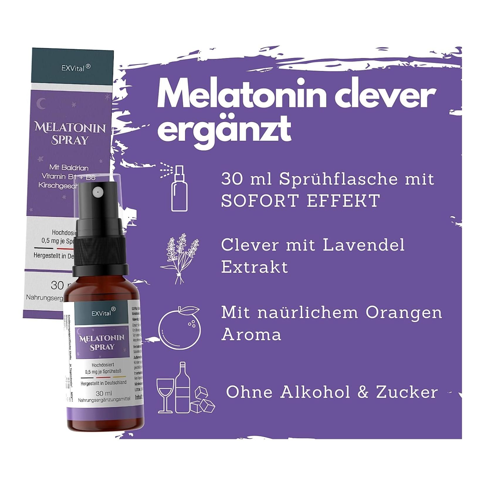 EXVital® Melatonin Schlafspray mit Baldrian, 30 ml