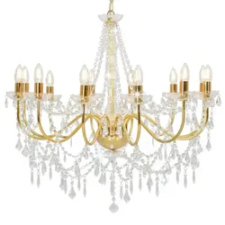 Helloshop26 - Antiker Kronleuchter mit Perlen 80 x 75 cm elegante Lichtwirkung in goldfarbenem Metall 02_0046417