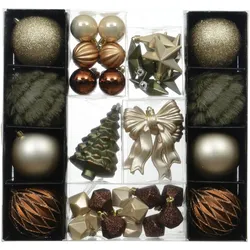 Decoris, Christbaumschmuck, Unzerbrechlicher Christbaumschmuck, grün-gold, 32 Stück (32x)