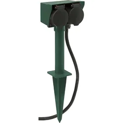 2-fach Gartensteckdose mit Erdspieß Kabel 1.5m Farbe Schwarz REV