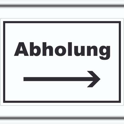 HB-Druck Abholung Aufkleber mit Text und Richtungspfeil rechts Post waagerecht A6 (105x148mm)