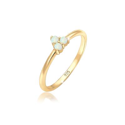 Silberring ELLI "Ring Opal Kreis Trio Trend 925er Silber" Gr. 56, gold, Fingerringe, Damen, 56, Silber 925 (Sterlingsilber), Silberring
