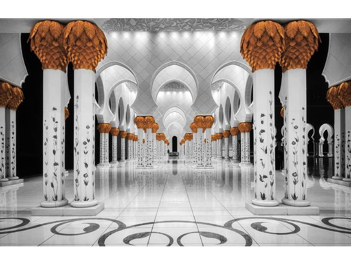 Fototapete PAPERMOON Photo-Art MASSIMO CUOMO, SHEIKH AL ZAYED GRAND MOSCHEE , bunt, B:3,5m L:2,6m, Vlies, Tapeten, Fototapete
