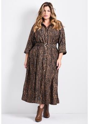 Plus Size Women's Flora Belted Shirtdress by Avenue in Copper Fusion (Size 22/24)