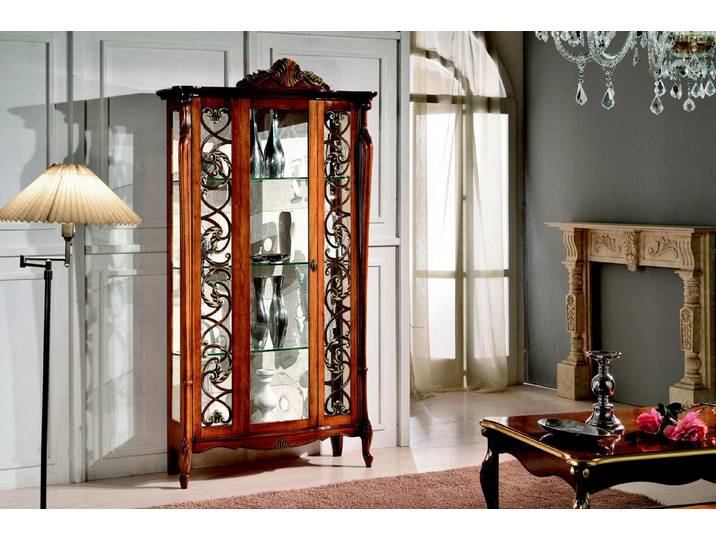 JVmoebel Vitrine Elegante Glasvitrine aus Holz in warmer Brauntönung (1-St) Made in Europa