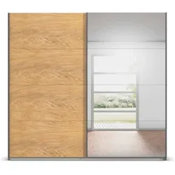 Schwebetürenschrank mit Spiegel  ¦ grau ¦ Maße (cm): B: 226 H: 210