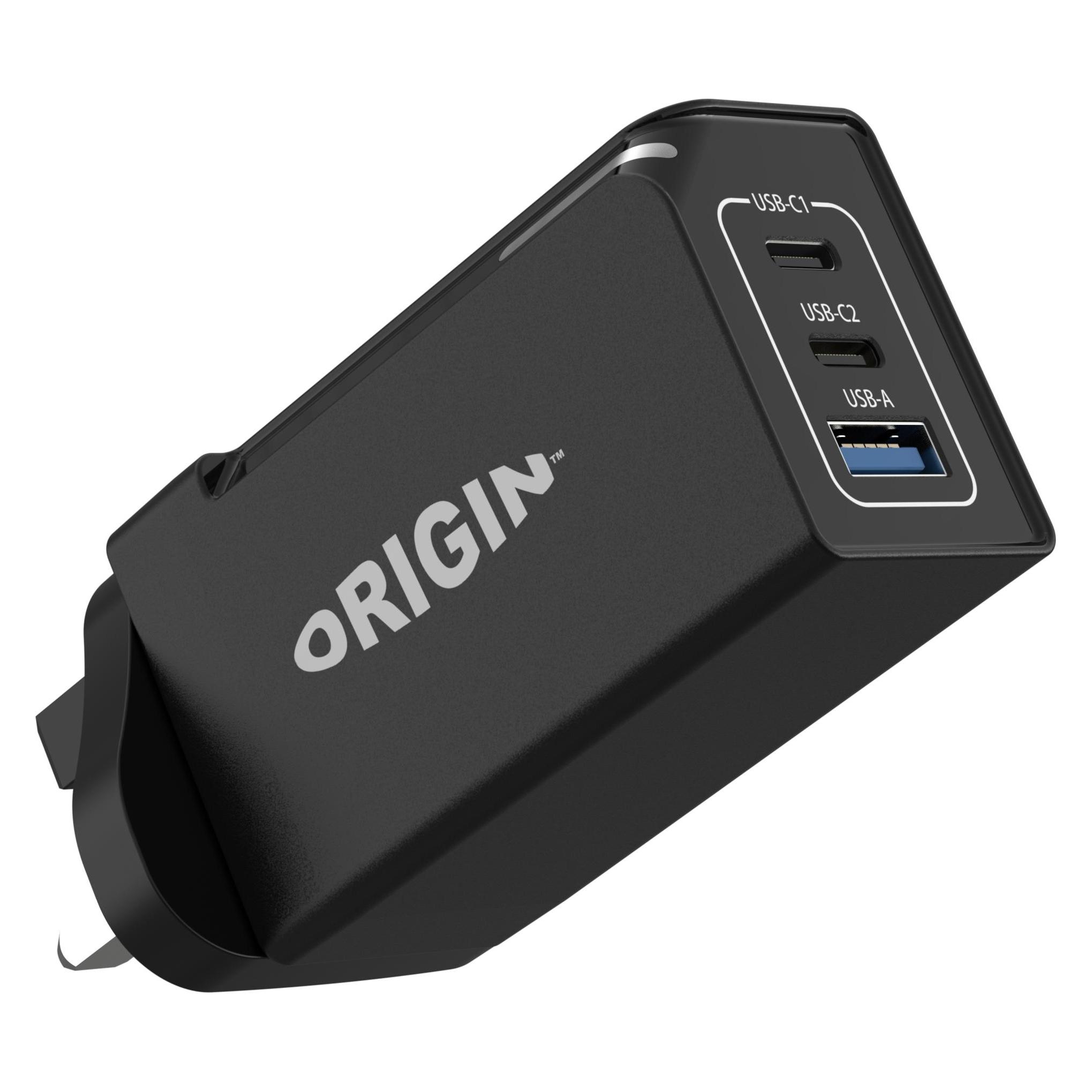 Origin Storage Origin 65W Wall Charger with UK plug (65 W, 3 Ports) (OS-WC65W)