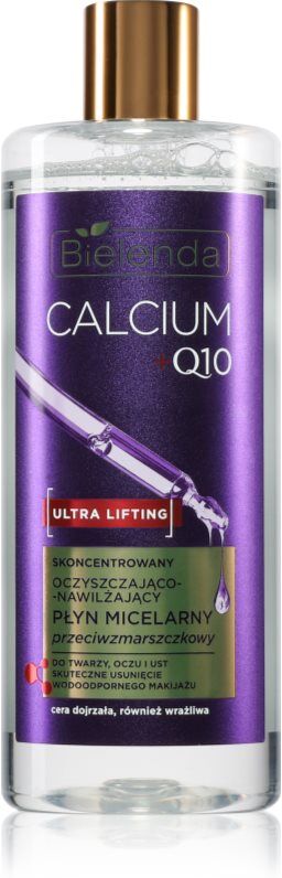 Bielenda Calcium + Q10 Concentrated cleansing and moisturizing micellar fluid cleansing micellar emulsion with anti-ageing effect 500 ml