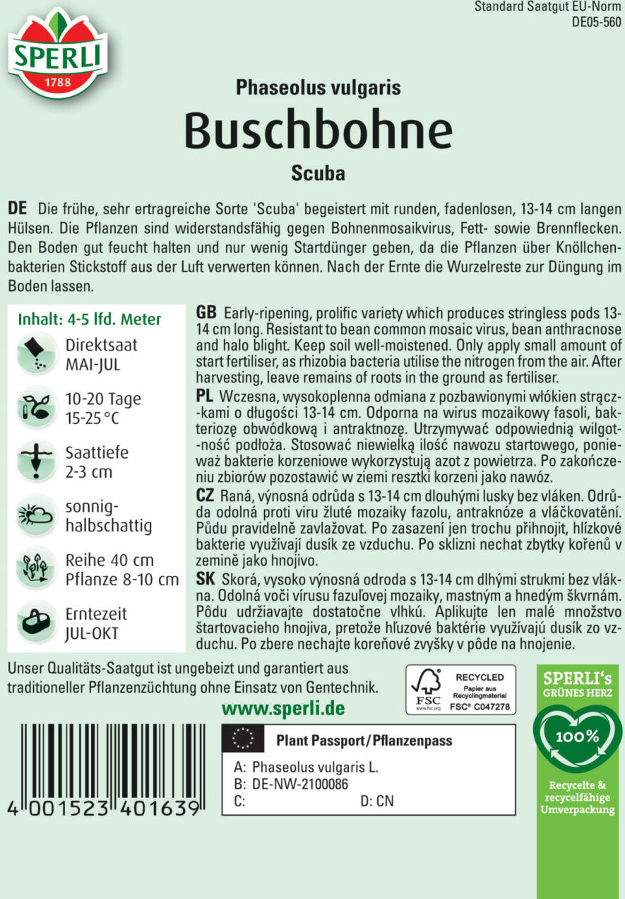 Sperli Buschbohne Scuba