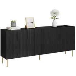 Dmora Londa - Anrichte, 200x42x82h cm Schwarz, 4 Regale