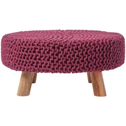 STRICK-HOCKER weinrot, rund 62/62/30 cm