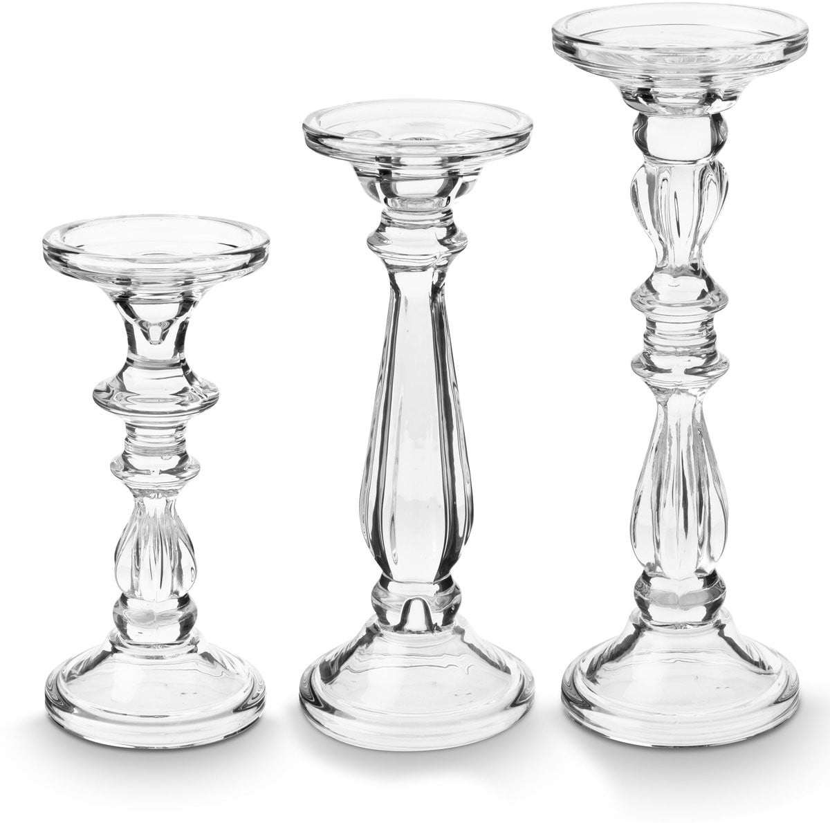 vtwonen Kandelaar Set van 3 - Kaarsenhouder van Glas - Transparant