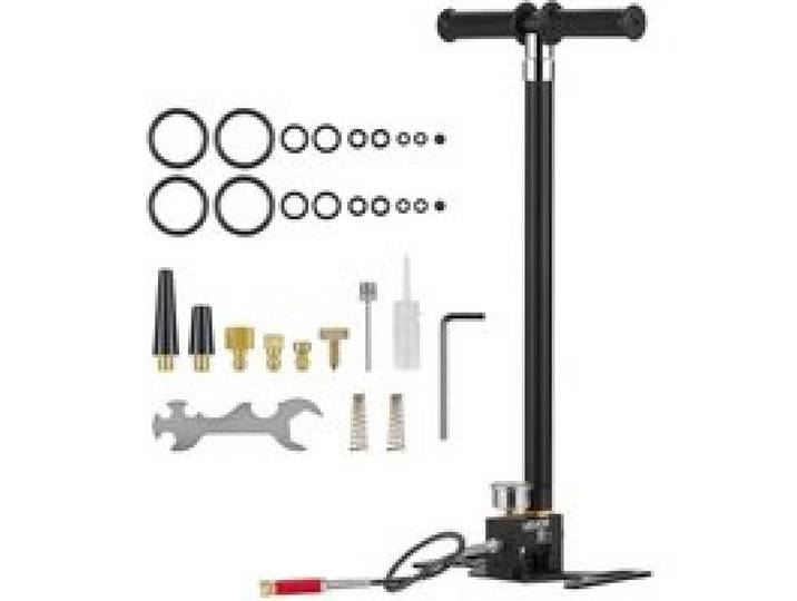 VEVOR PCP-Handpumpe 4-stufig, Hochdruckpumpe bis 40 MPa, Standpumpe mit Öl-Wasser-Filter, Manometer und Edelstahlgehäuse, für Luftgewehre, Paintball, Reifenbefüllung und Schlauchboote Schwarz