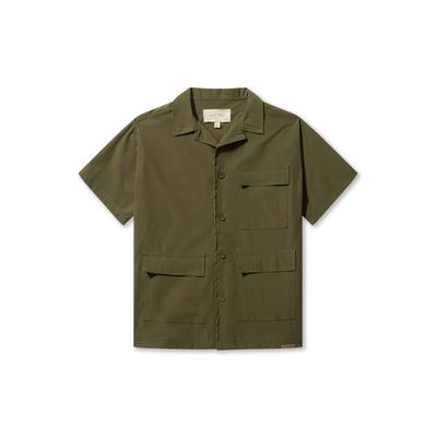 Kurzarmhemd PAS DE MONACO "Pas De Monaco UTILITY SHIRT", Herren, Gr. M, US-Größen, grün (khaki), 100% Nylon, unifarben, normal, Hemden