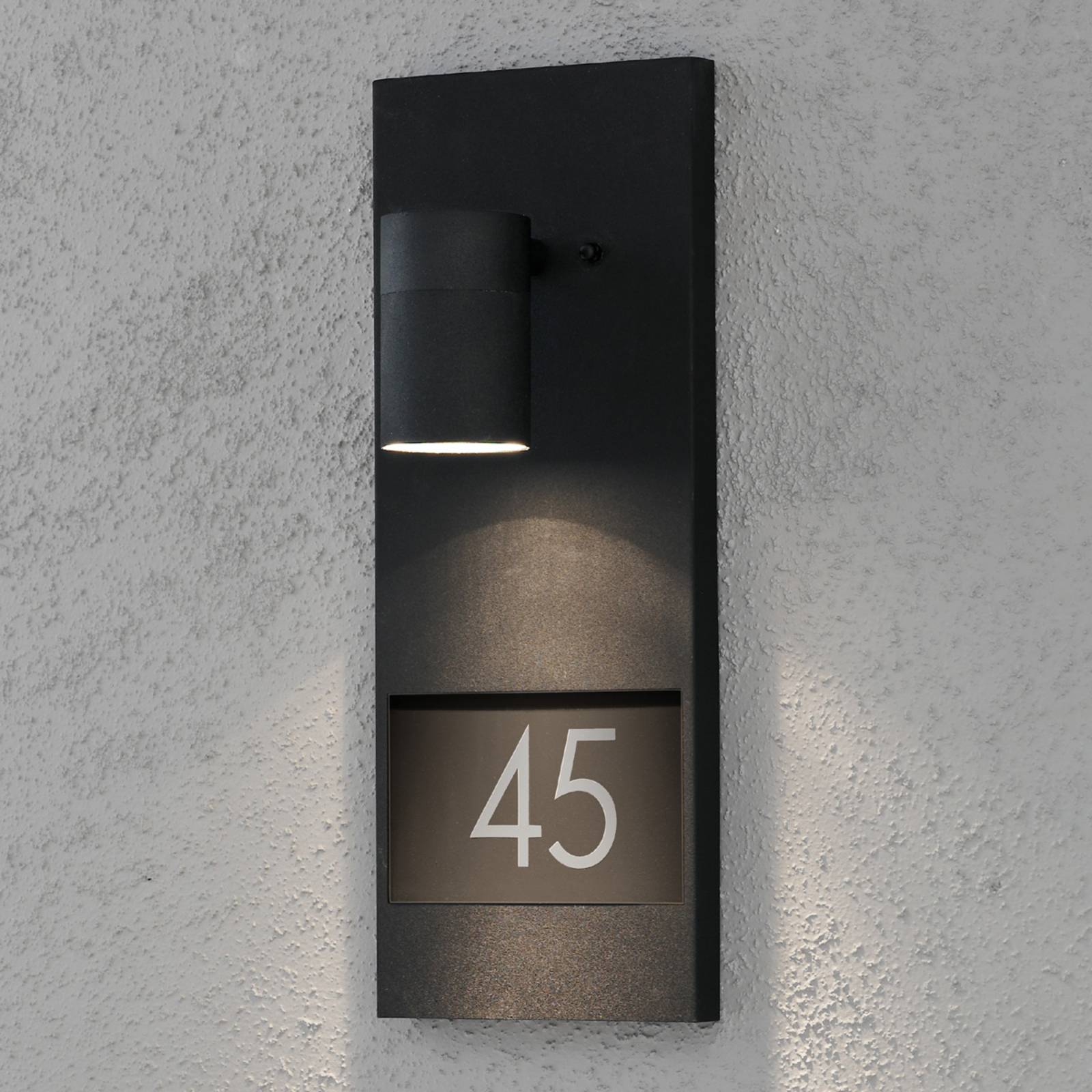 Konstsmide Hausnummern-Leuchte MODENA, schwarz, Aluminium, Modern, Wandlampe